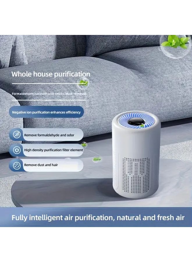 منقي الهواء المحمول الأبيض USB بتقنية الأيونات السالبة يزيل الفورمالديهايد والدخان والروائح ومسببات الحساسية والغبار - Image 3